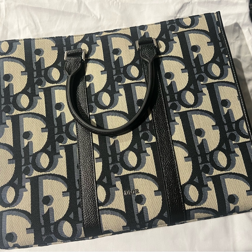 Dior Monogram Black , blue/gray and Cream Tote
